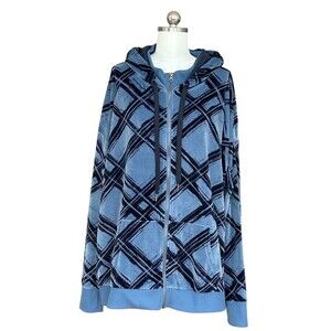COZY by LuLaRoe Hoodie Jacket Womens 3X Blue Plaid Full Zip Pockets